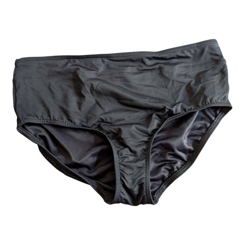 NEW Lands' End Black Women's High Waist Swim Bottom Swimsuit 16P